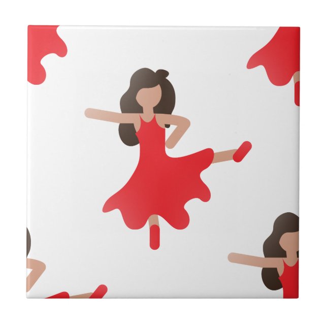 Azulejo De Cerâmica dançarina emoji (Frente)