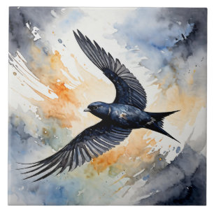 Azulejo De Cerâmica Dançarino do Céu Simbiótico: Graceful Swift BIrd