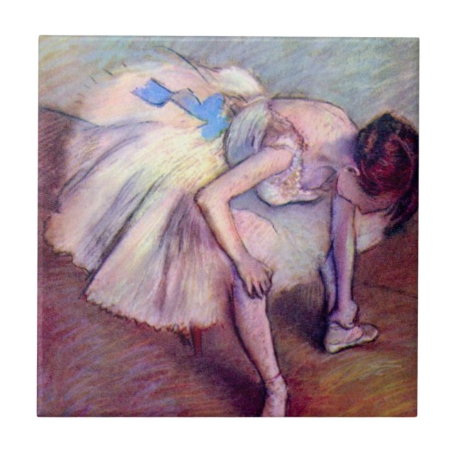 Azulejo De Cerâmica Dançarino sentado por Edgar Degas, Arte Balé de Vi (Frente)