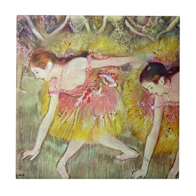 Azulejo De Cerâmica Dançarinos descendo por Edgar Degas, Balé Art (Frente)