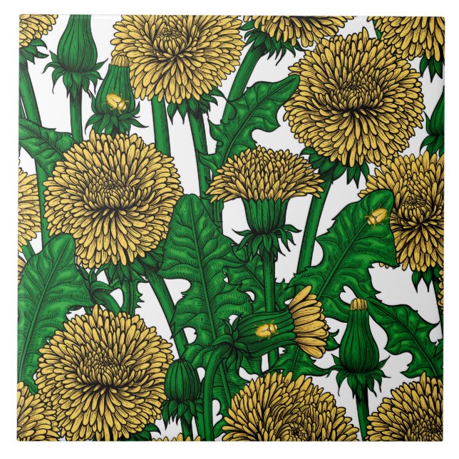 Azulejo De Cerâmica Dandélio em branco (Frente)