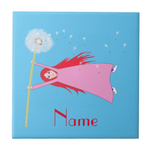 Azulejo De Cerâmica Dandelion Girl Thunder_Cove de cabelos vermelhos