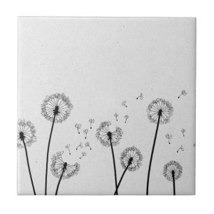 Azulejo De Cerâmica Dandelions Flores Pappus Spores Cinzas