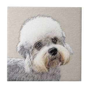 Azulejo De Cerâmica Dandie Dinmont Terrier pintando arte canina origin