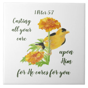 Azulejo De Cerâmica Dando todo o seu cuidado com Ele 1 Peter 5:7 Cita