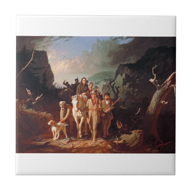Azulejo De Cerâmica Daniel Boone escoltando colonos  (Frente)