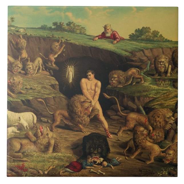 Azulejo De Cerâmica Daniel na Cova dos Leões (Frente)
