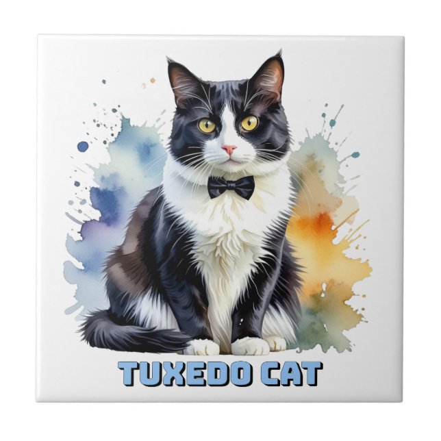 Azulejo De Cerâmica Dapper Tuxedo Cat (Frente)