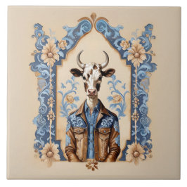Azulejo De Cerâmica Dapper Velho Wild West Cowboy Engraçado Arte de Va