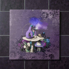 Azulejo De Cerâmica Dark Alice Rustic Deep Purple Caterpillar