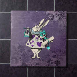 Azulejo De Cerâmica Dark Alice Rustic Deep Purple Rabbit