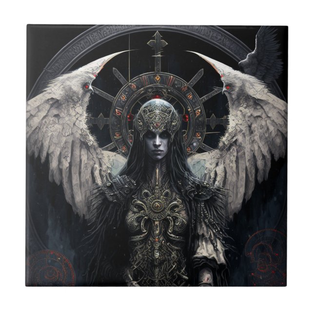 Azulejo De Cerâmica Dark Angel Gothic Fantasy Art (Frente)