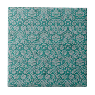 Azulejo De Cerâmica Dark Teal Damask