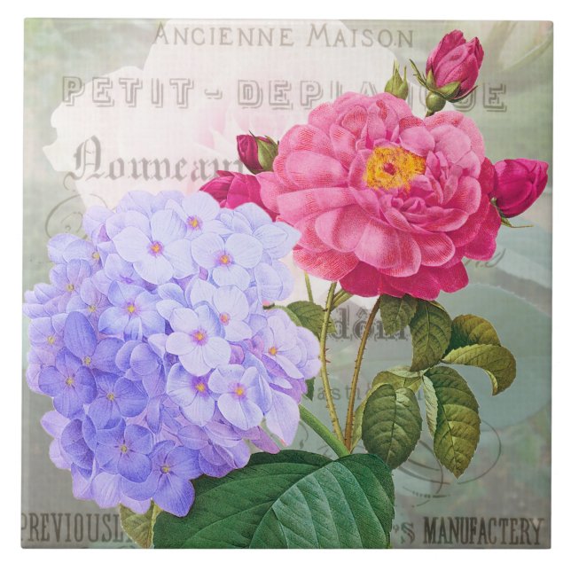 Azulejo de cerâmica das flores roxas, cor-de-rosa, (Frente)