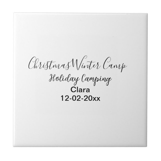 Azulejo De Cerâmica Data de adição personalizada de acampamento de fér (Frente)