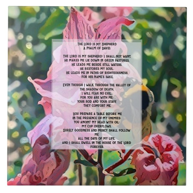 Azulejo De Cerâmica David Psalm 23 biblical quote (Frente)