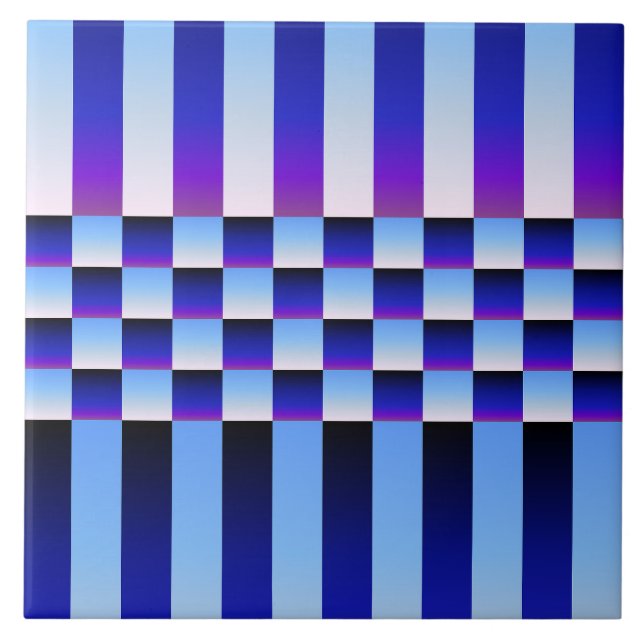 Azulejo De Cerâmica Daybreak e Nightfall (Verificadores e Stripes) (Frente)