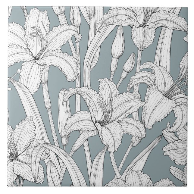 Azulejo De Cerâmica Daylílias (Frente)