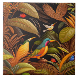 Azulejo de cerâmica de aves tropicais