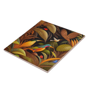 Azulejo de cerâmica de aves tropicais
