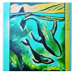 Azulejo de cerâmica de baleia moderna