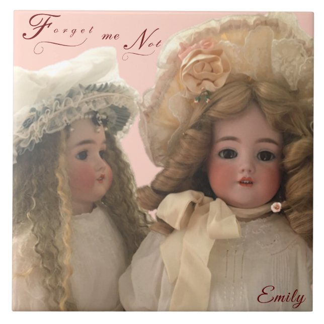 Azulejo de cerâmica de bonecas antigas personaliza (Frente)