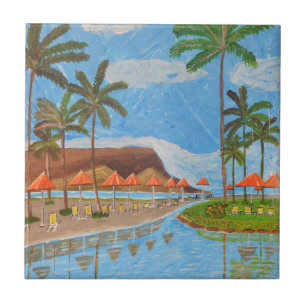Azulejo de cerâmica de cena tropical