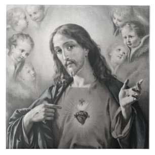 Azulejo de cerâmica de coração sagrado