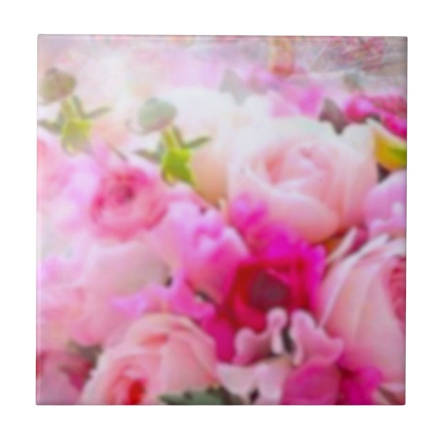 Azulejo de cerâmica de design rosa-rosa elegante m (Frente)