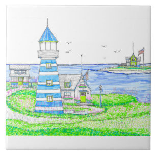 Azulejo de cerâmica de farol azul