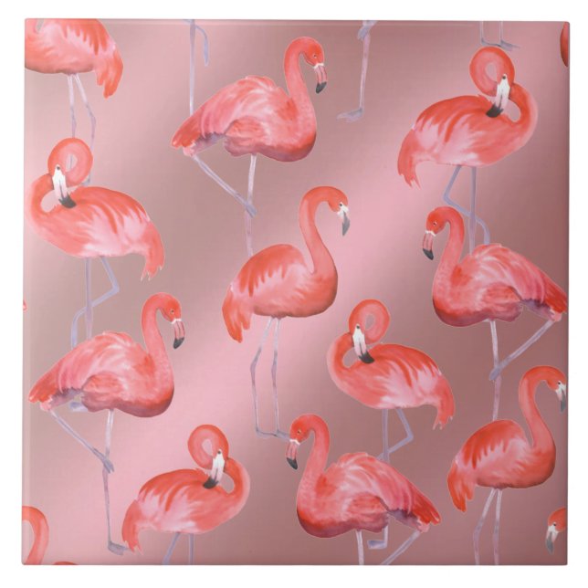 Azulejo de Cerâmica de Flamingos (Frente)