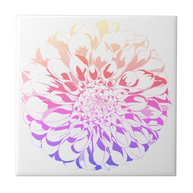 Azulejo de cerâmica de flor de dália - tons violet (Frente)