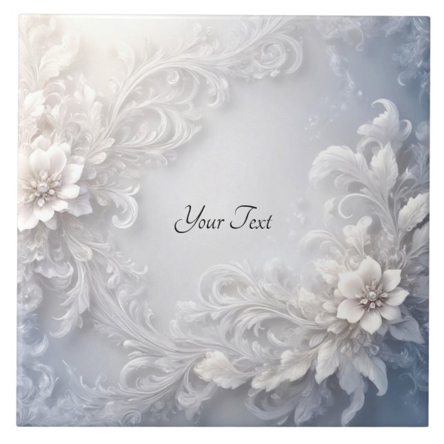 Azulejo de cerâmica de Floreio Branco (Frente)