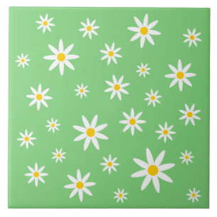 Azulejo de cerâmica de margarida verde