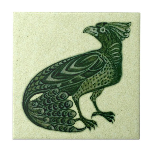 Azulejo De Cerâmica De Morgan Green Peacock (Frente)