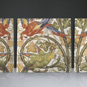Azulejo De Cerâmica De Morgan's Parrots on Grapevine Collection