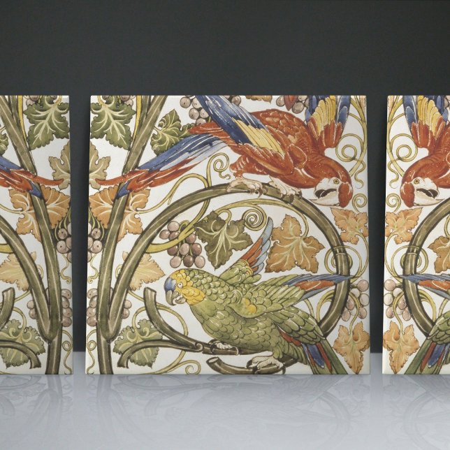 Azulejo De Cerâmica De Morgan's Parrots on Grapevine Collection (Criador carregado)