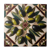 AZULEJO de cerâmica de mosaico galhos de azeitonas