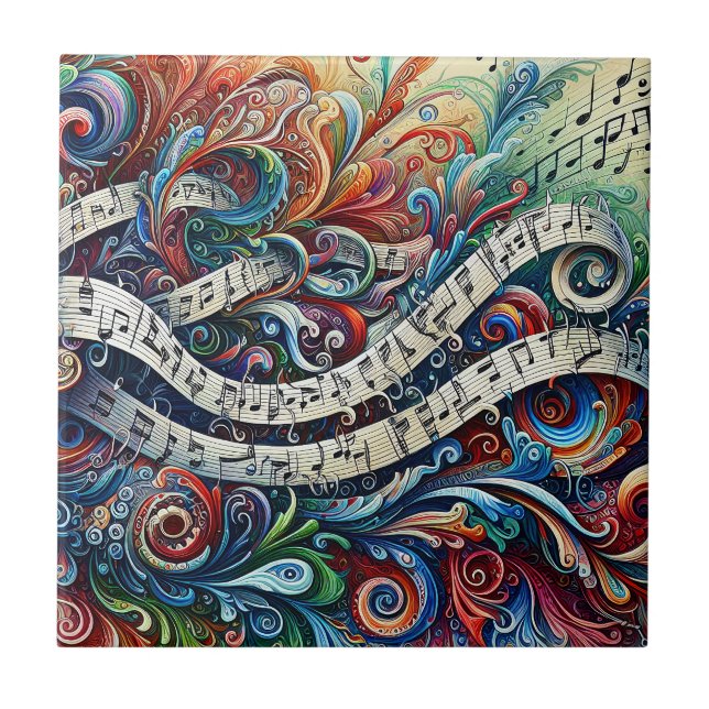 Azulejo de cerâmica de notas musicais (Frente)