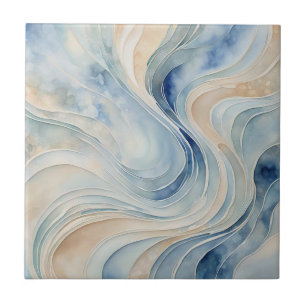 Azulejo de cerâmica de ondas herbáceas azuis
