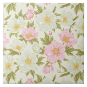 azulejo de cerâmica de padrão floral vintage