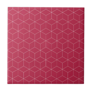 Azulejo de cerâmica de padrão magenta isométrico m