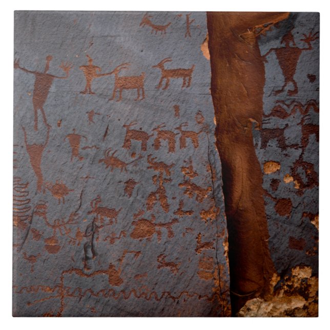 Azulejo de cerâmica de Petroglicph no Sudoeste Úni (Frente)