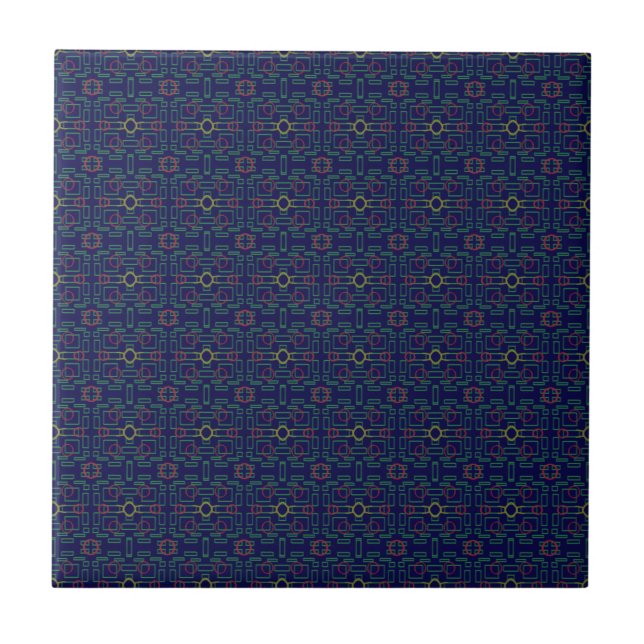 Azulejo de cerâmica de quadrado geométrico Azul (Frente)