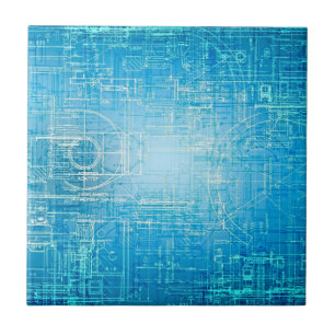 Azulejo de cerâmica de retrô-Blueprint vibrante