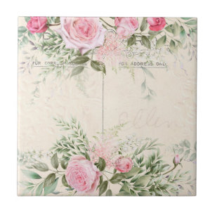 Azulejo de cerâmica de rosas rosa-vivas
