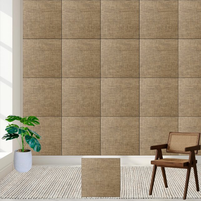 Azulejo de cerâmica de textura castanha russa (Rustic Brown Linen Texture Ceramic Tile)