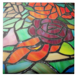 Azulejo de Cerâmica de Vidro Colorido Flor de Rosa