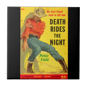 Azulejo De Cerâmica Death Rides the Night Western book cobrir