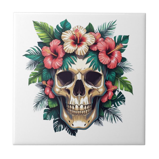 Azulejo De Cerâmica Decadência Tropical: Bloom e Osso (Frente)